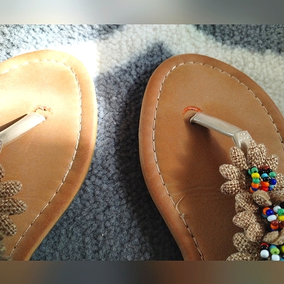 Boho Burlap Beaded Sandals - Picture 10 of 12
